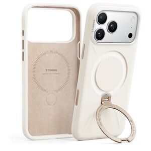 TORRAS Q3 Silicone 360 Spin for iPhone 17 Pro Case with Stand - Light Ivory